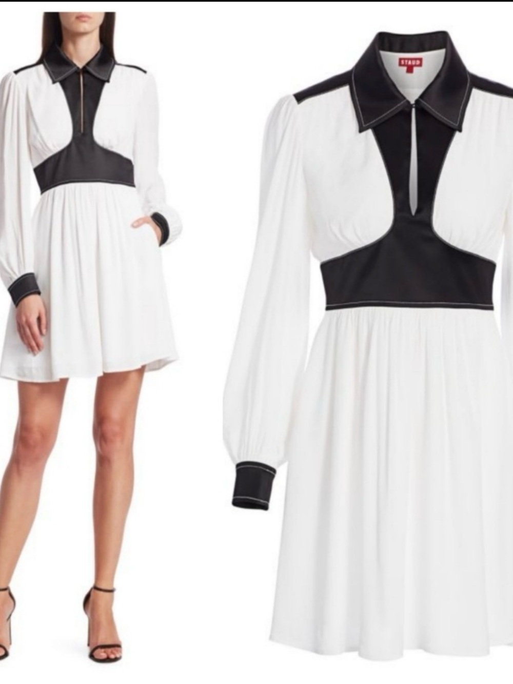 Staud Dolly Long-Sleeve Dress
Size 6 White/Black